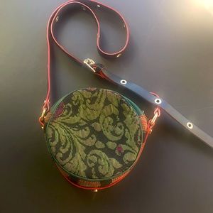 MISSONI round crossbody.Black green red handbag